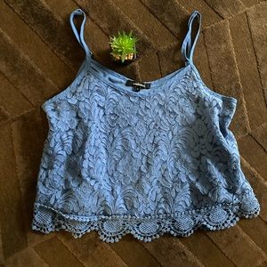 Blue Lace Crop Top